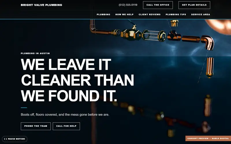 The opening screen of the Bright Valve Plumbing 3D sample