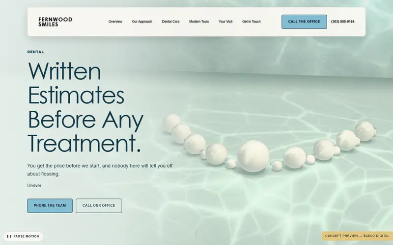 The opening screen of the Fernwood Smiles 3D sample