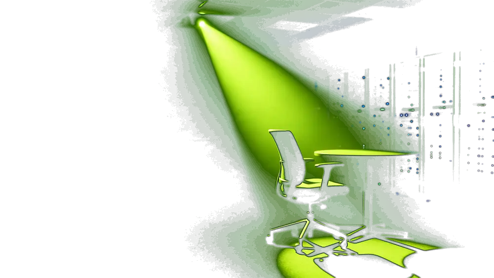 An empty IT operations room at night, with server racks showing tiny status lights and an empty office chair beside a small round table, lit by a narrow volt-green spotlight