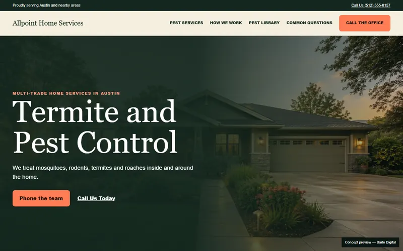 The opening screen of the Allpoint Home Services sample