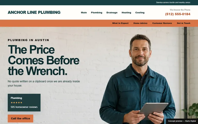 The opening screen of the Anchor Line Plumbing sample