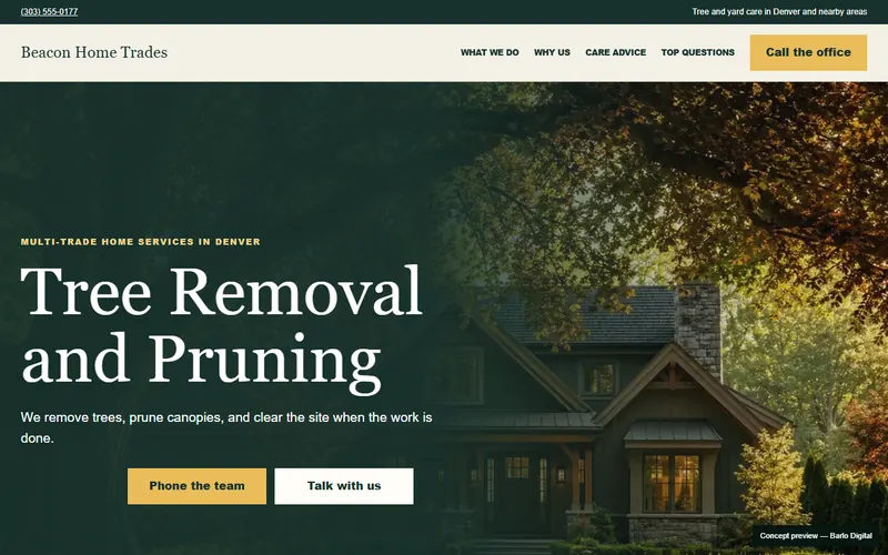 The opening screen of the Beacon Home Trades sample