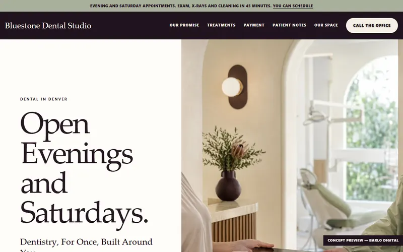 The opening screen of the Bluestone Dental Studio sample