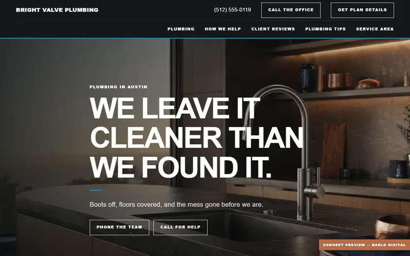 The opening screen of the Bright Valve Plumbing sample