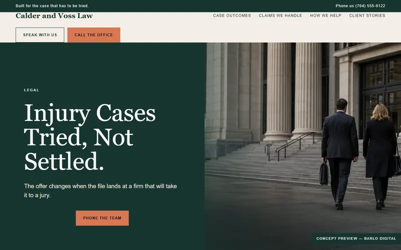 The opening screen of the Calder and Voss Law sample