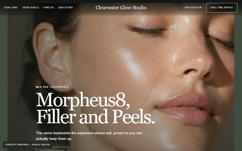 The opening screen of the Clearwater Glow Studio sample
