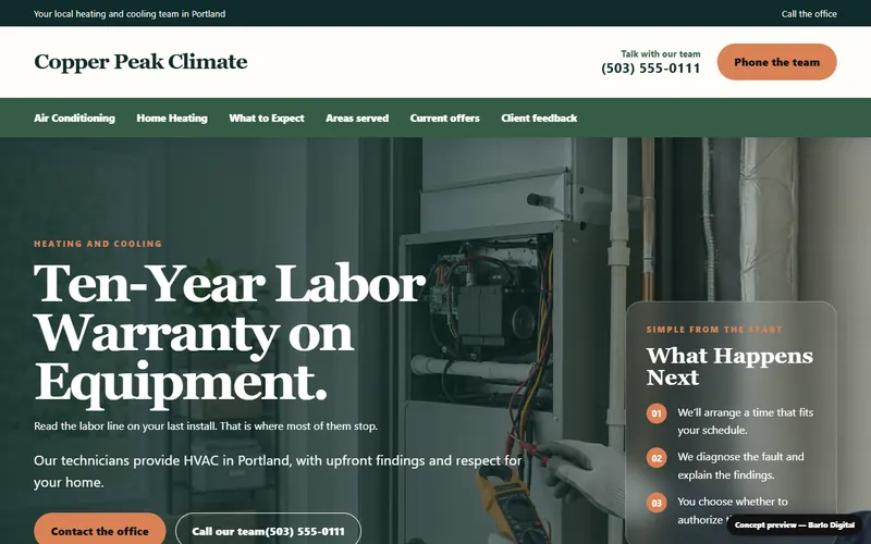 The opening screen of the Copper Peak Climate sample