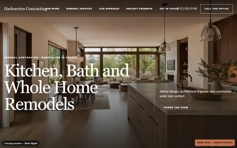 The opening screen of the Harborview Contracting sample