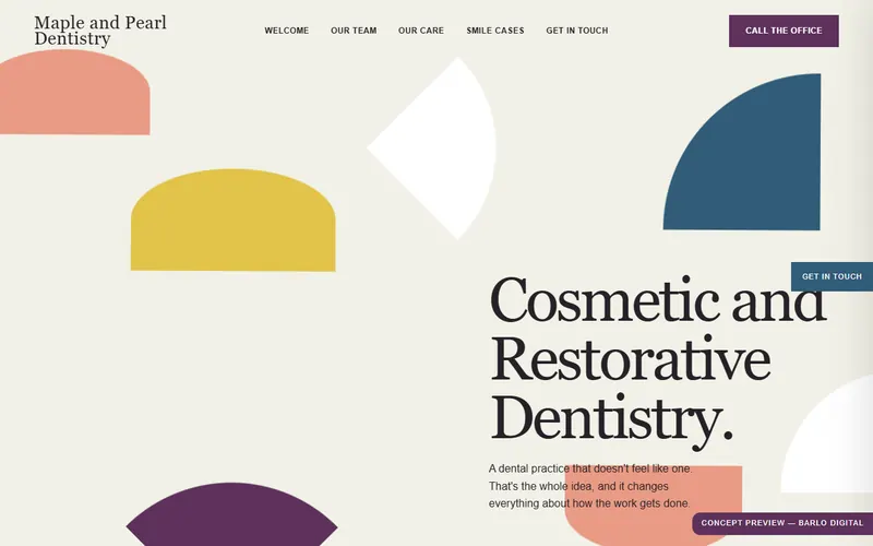 The opening screen of the Maple and Pearl Dentistry sample