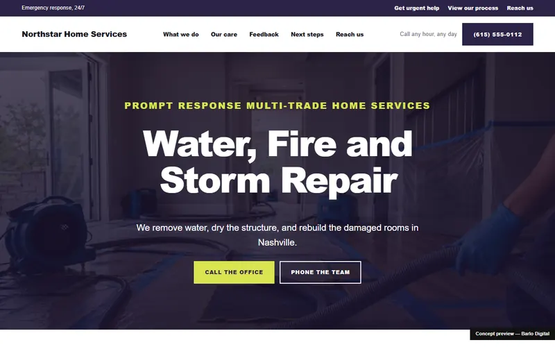 The opening screen of the Northstar Home Services sample